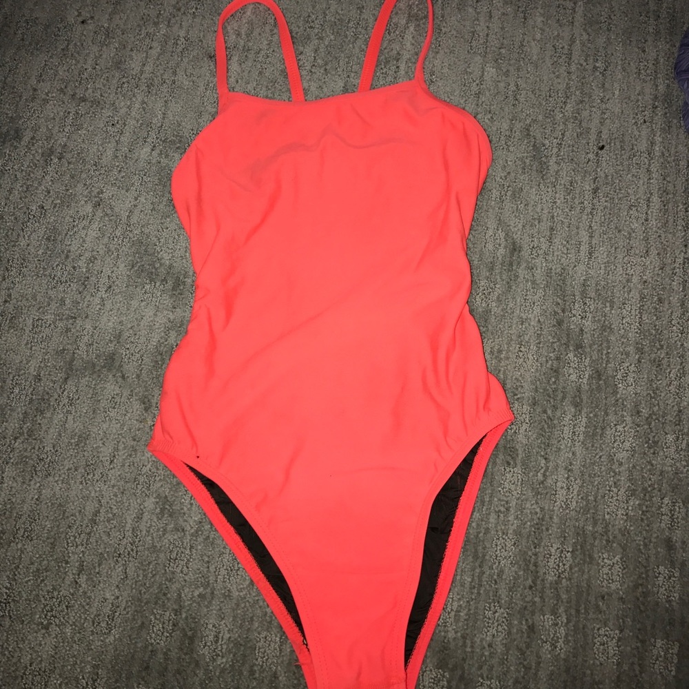 Pink orange one piece swimsuit